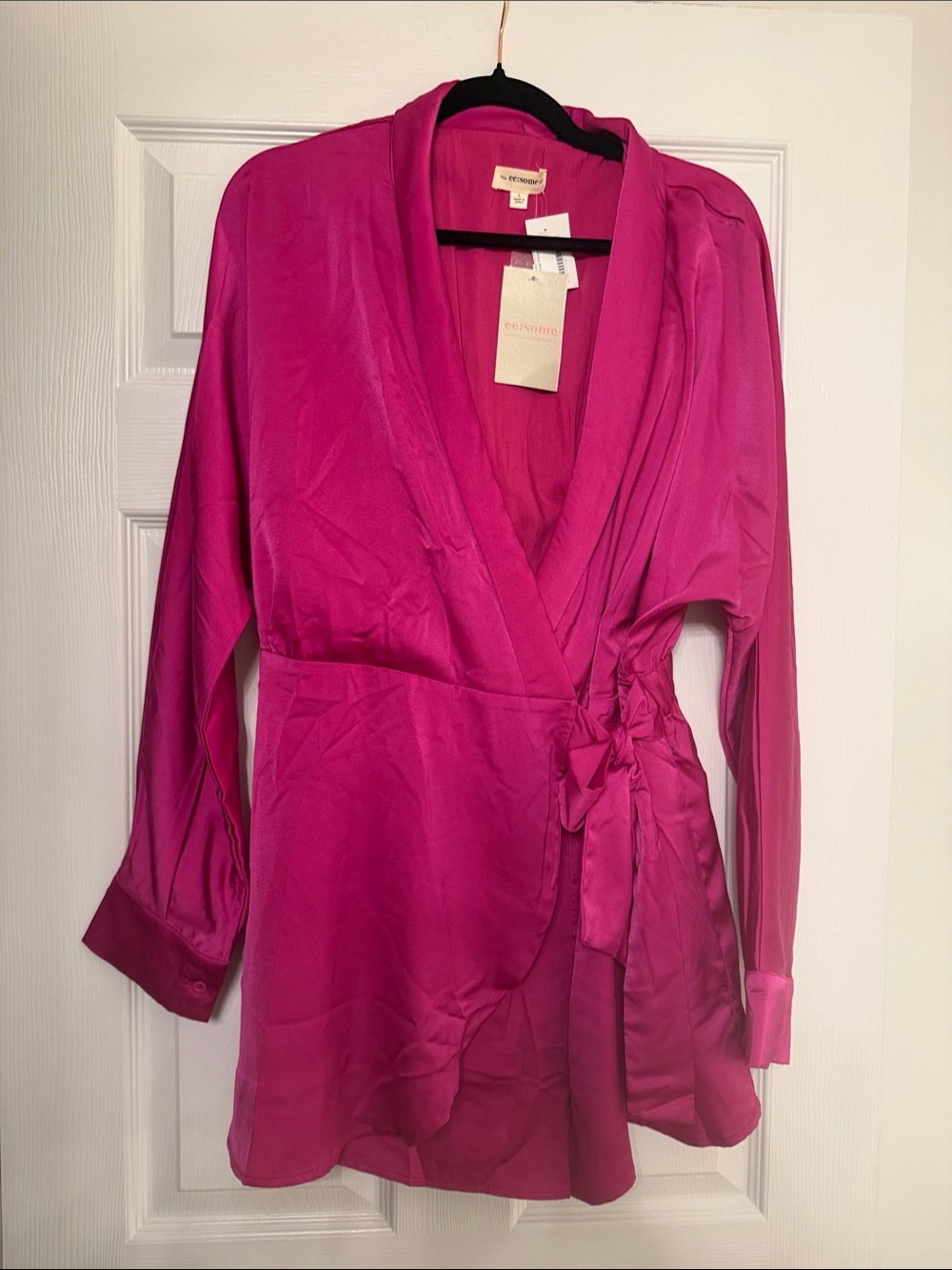 eesome Hot Pink Wrap Jumpsuit Romper